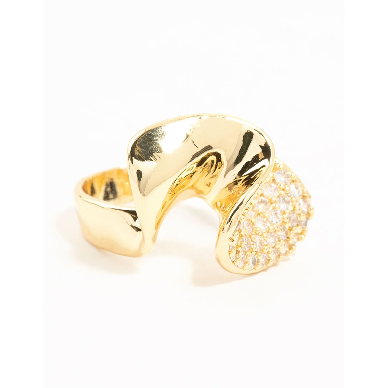Gold Plated Cubic Zirconia Twisted Ring