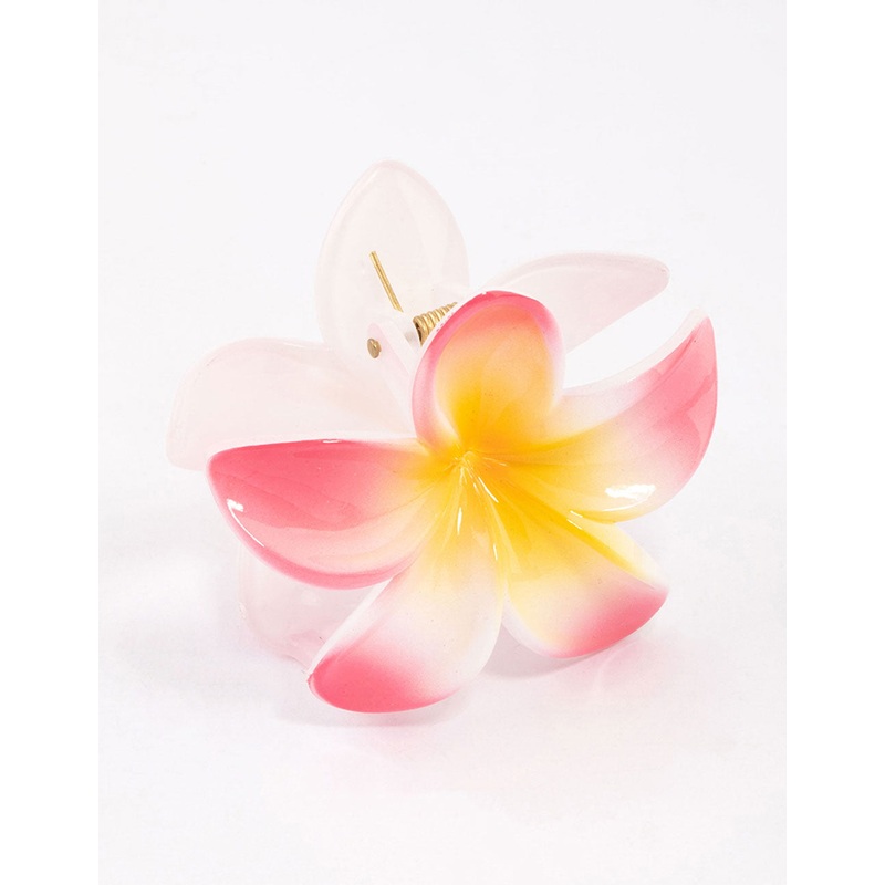 Pink Frangipani Hair Claw Clip
