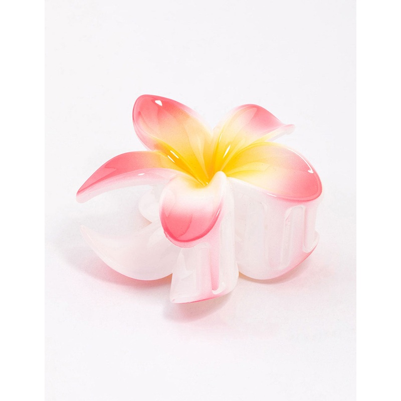 Pink Frangipani Hair Claw Clip