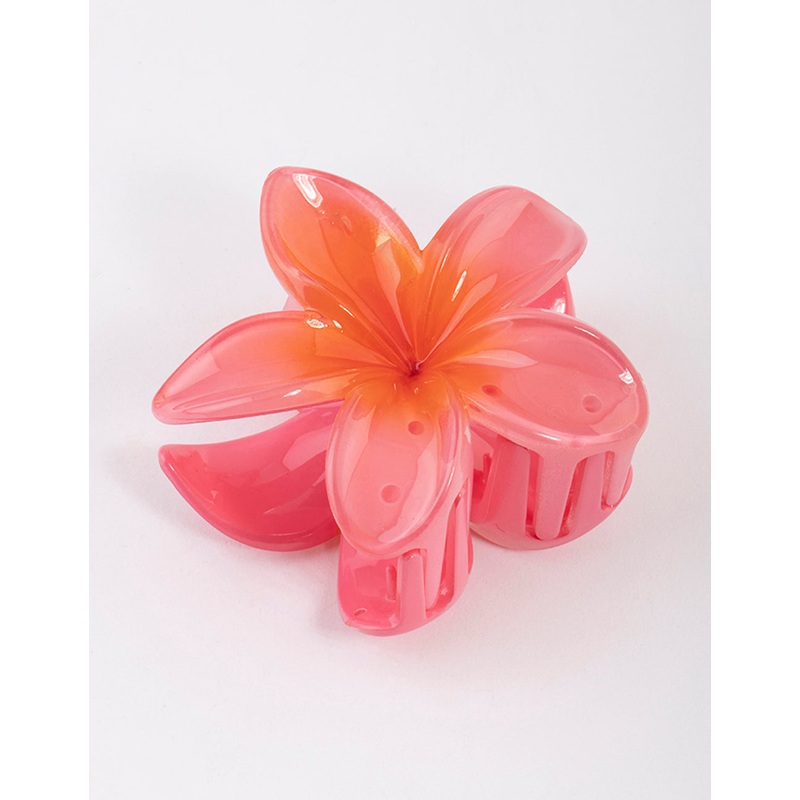 Pink Tropical Flower Claw Clip