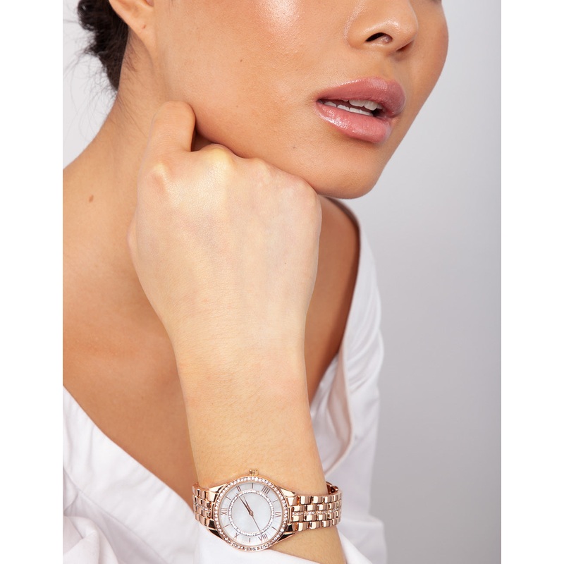 Rose Gold Pearl Face Watch