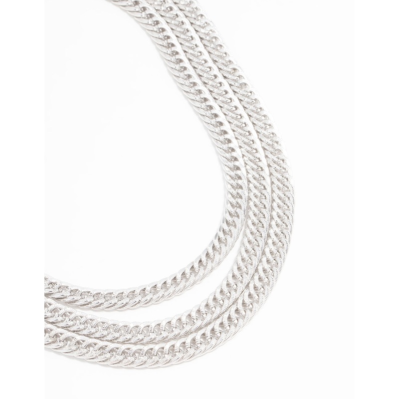 Silver Curb Chain Layered Necklace