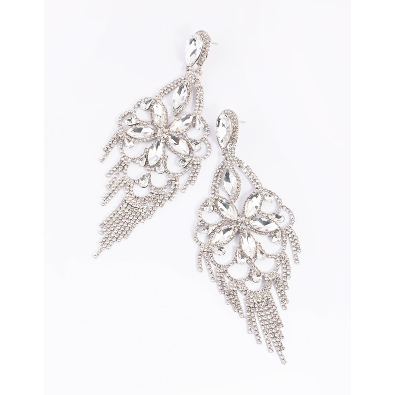 Silver Diamante Statement Earrings
