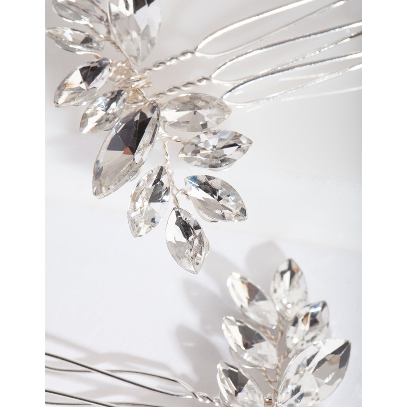 Silver Floral Gem Hair Pin Pack