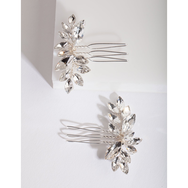 Silver Floral Gem Hair Pin Pack
