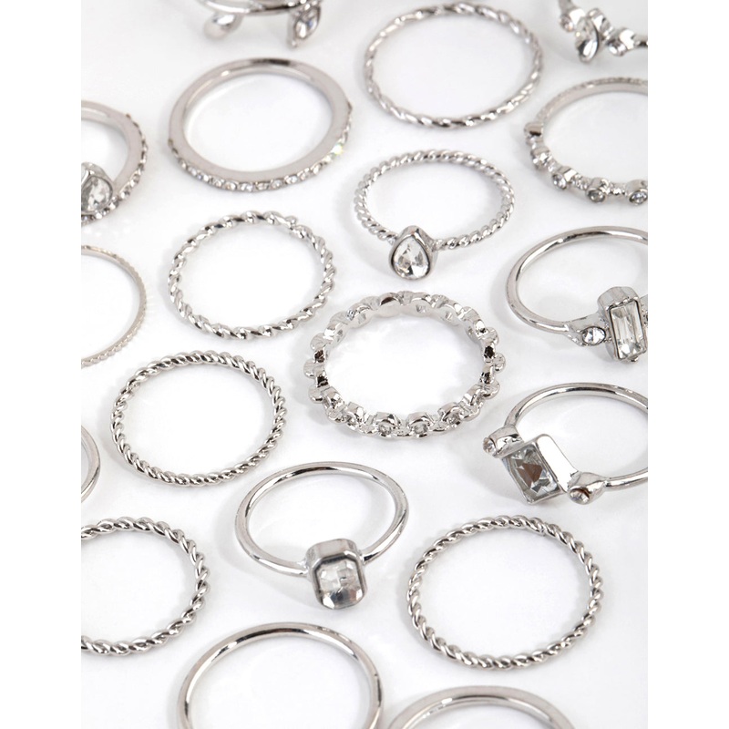 Silver Royal Diamante Ring 24-Pack