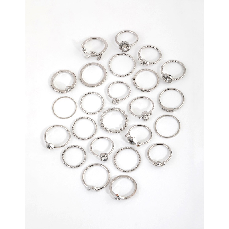 Silver Royal Diamante Ring 24-Pack