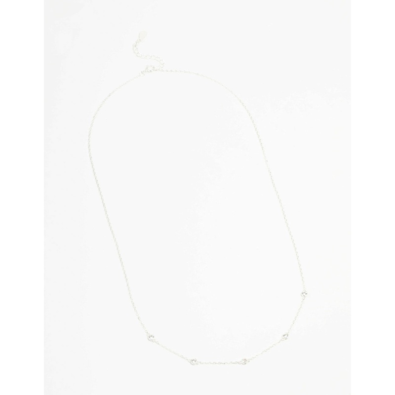 Sterling Silver Circle Cubic Zirconia Chain Necklace