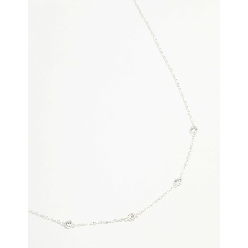 Sterling Silver Circle Cubic Zirconia Chain Necklace