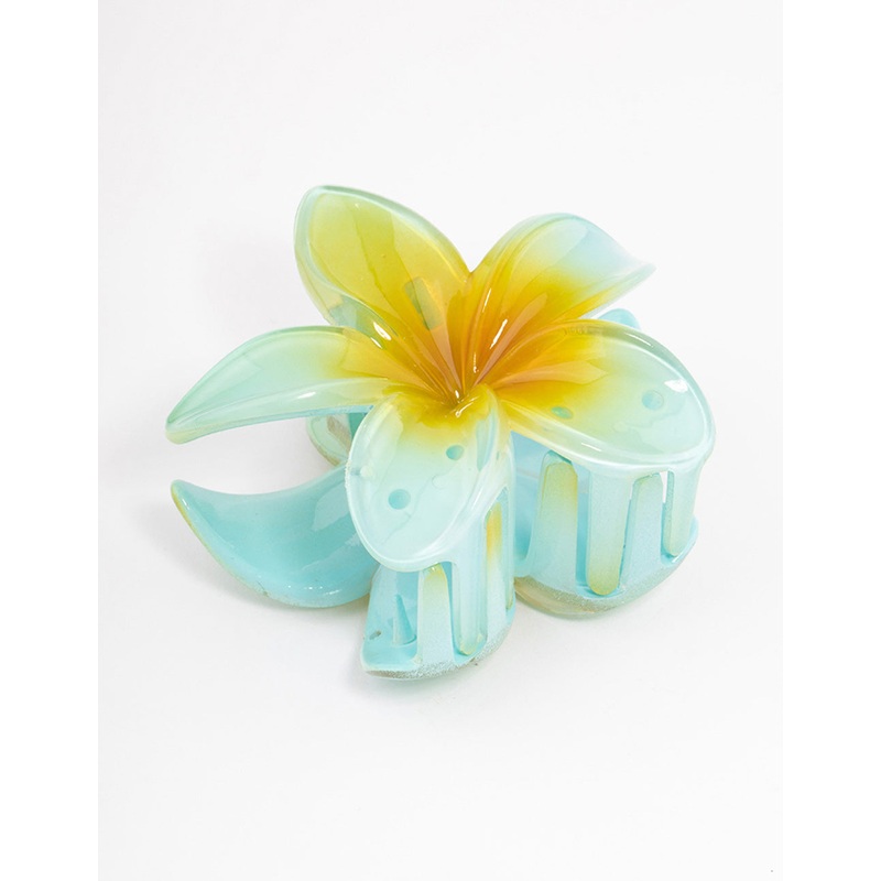 Blue Ombre Tropical Flower Claw Clip