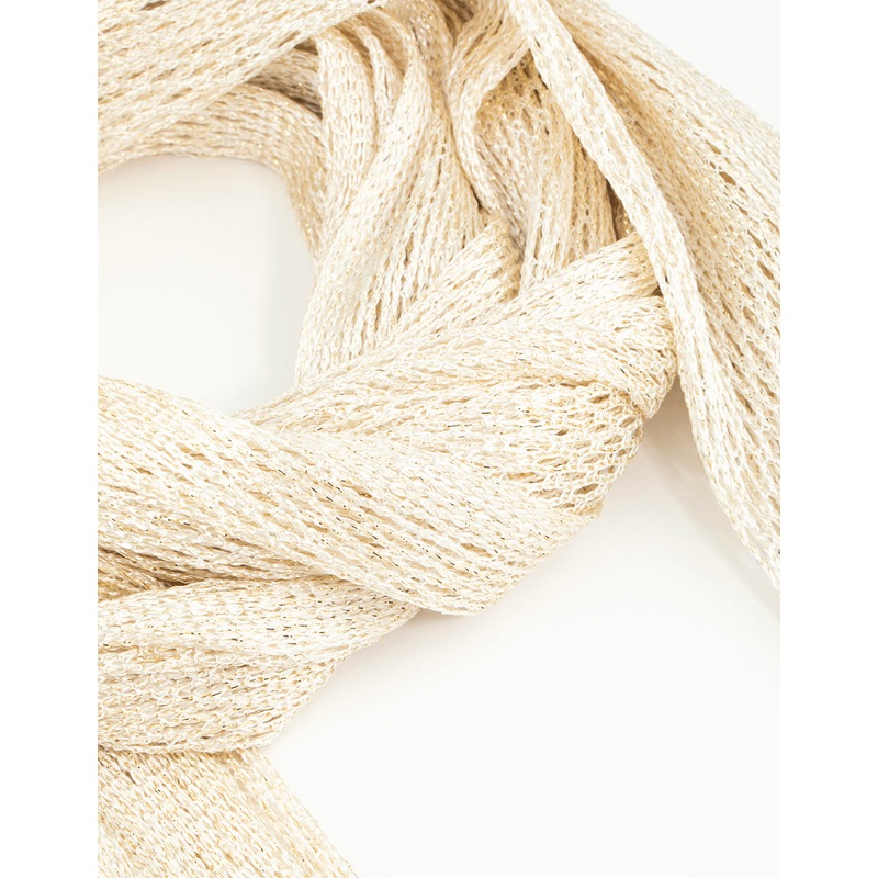 Cream Draped Fabric Long Scarf