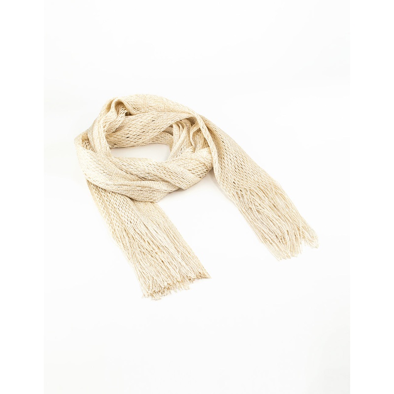 Cream Draped Fabric Long Scarf