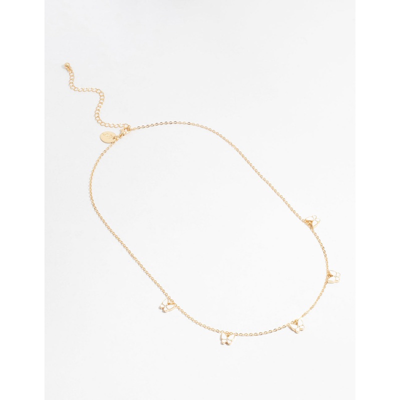 Gold Butterfly Station Necklace