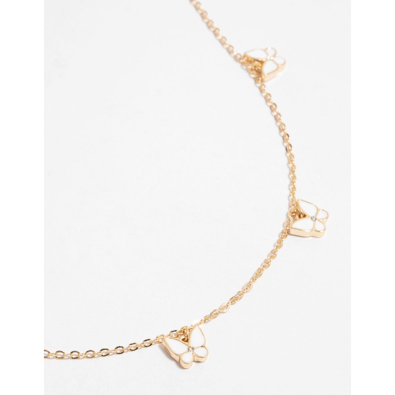 Gold Butterfly Station Necklace
