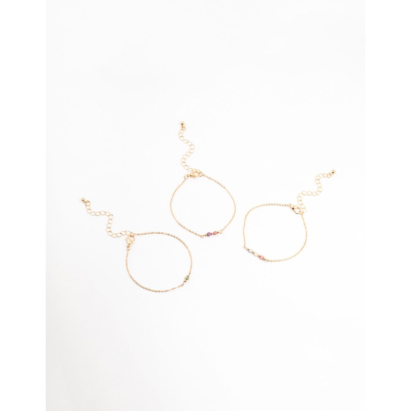 Gold Facet Beaded Bracelets 3-Pack