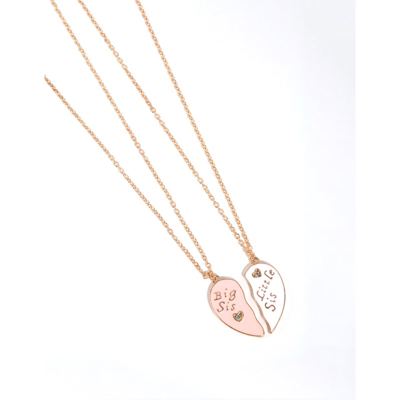 Kids Gold Sisters Heart Necklace Pack
