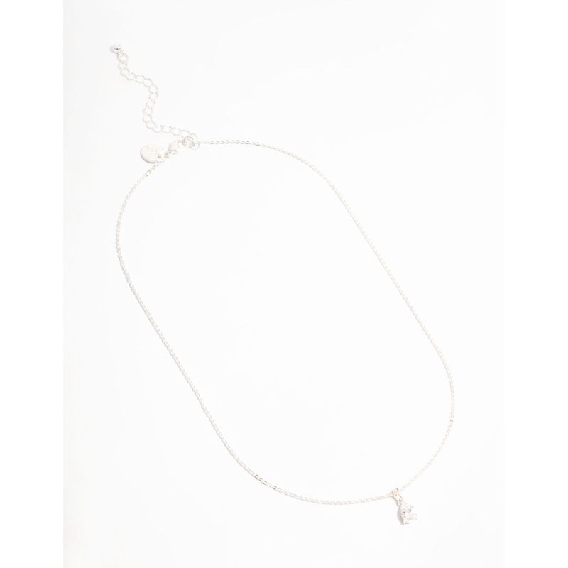 Silver Elegant Pear Shaped Cubic Zirconia Necklace