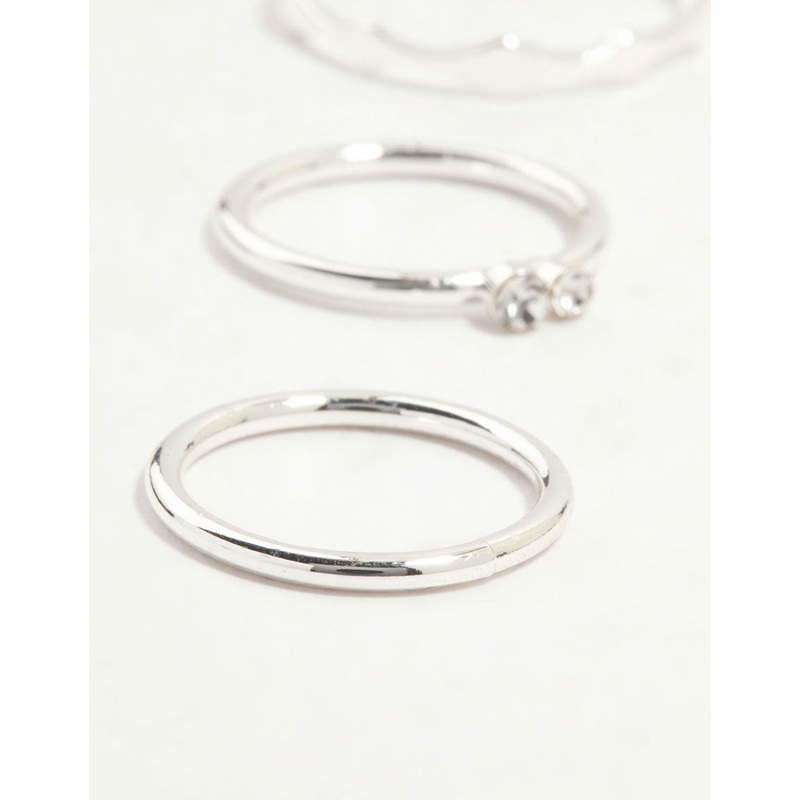 Silver Thin Mixed Stacking Rings 8-Pack