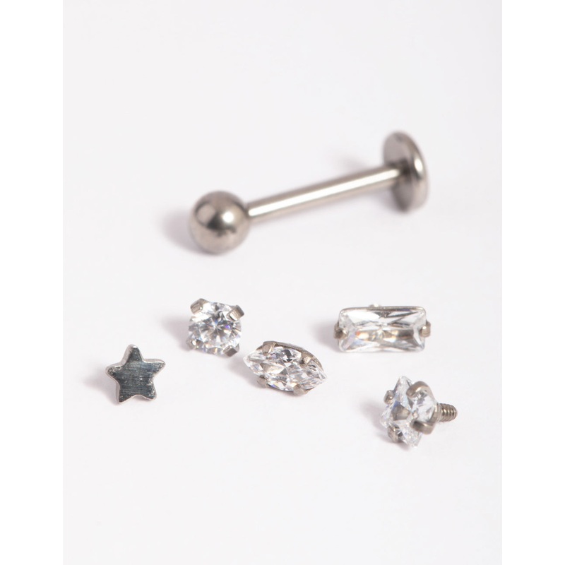 Titanium Cubic Zirconia Flat Backs 6-Pack