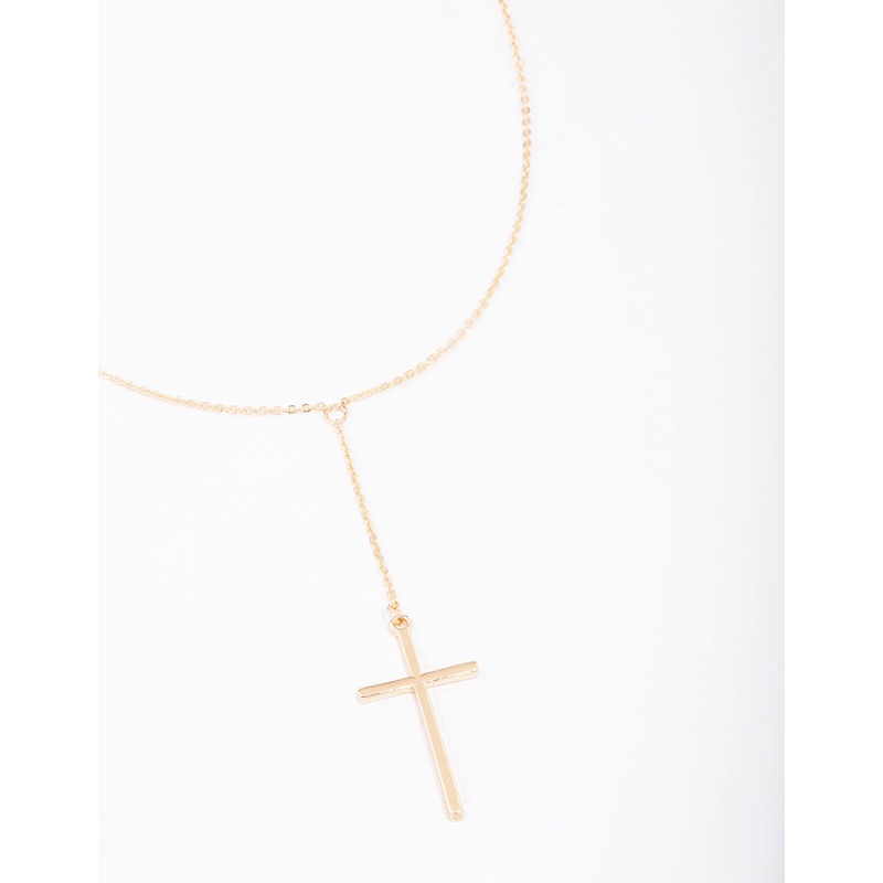 Gold Y-Shape Cross Necklace