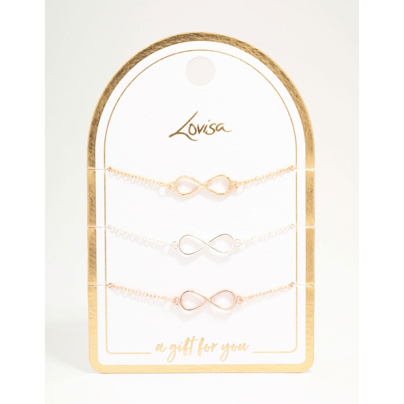 Mixed Metals Infinity Bracelets 3-Pack