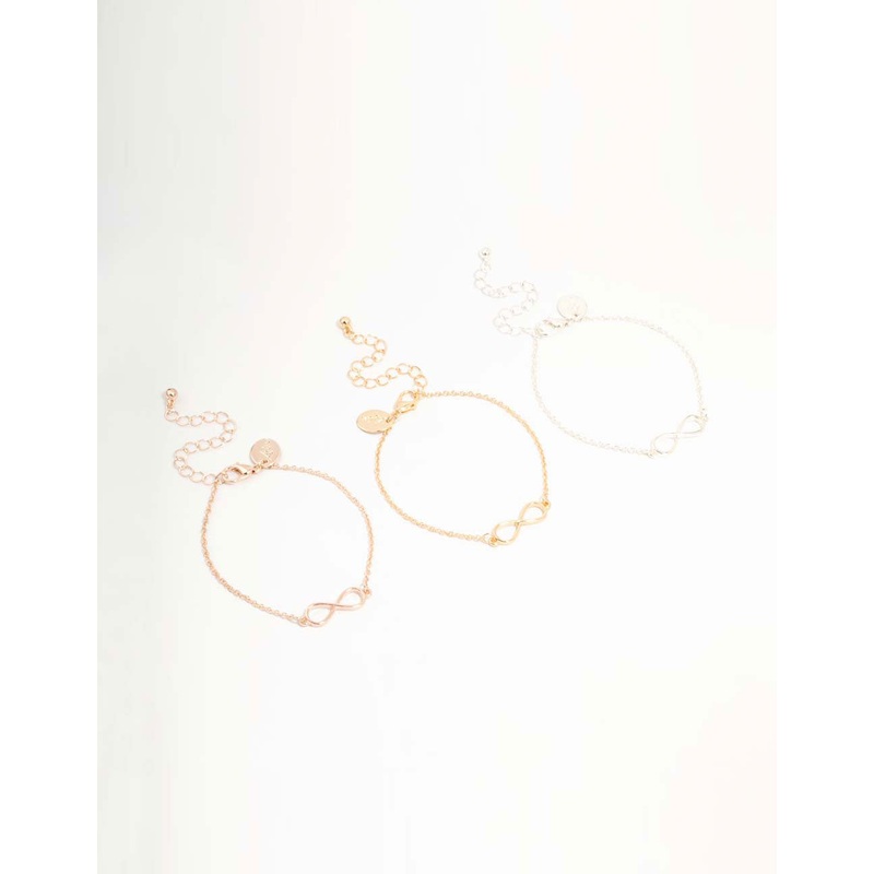 Mixed Metals Infinity Bracelets 3-Pack