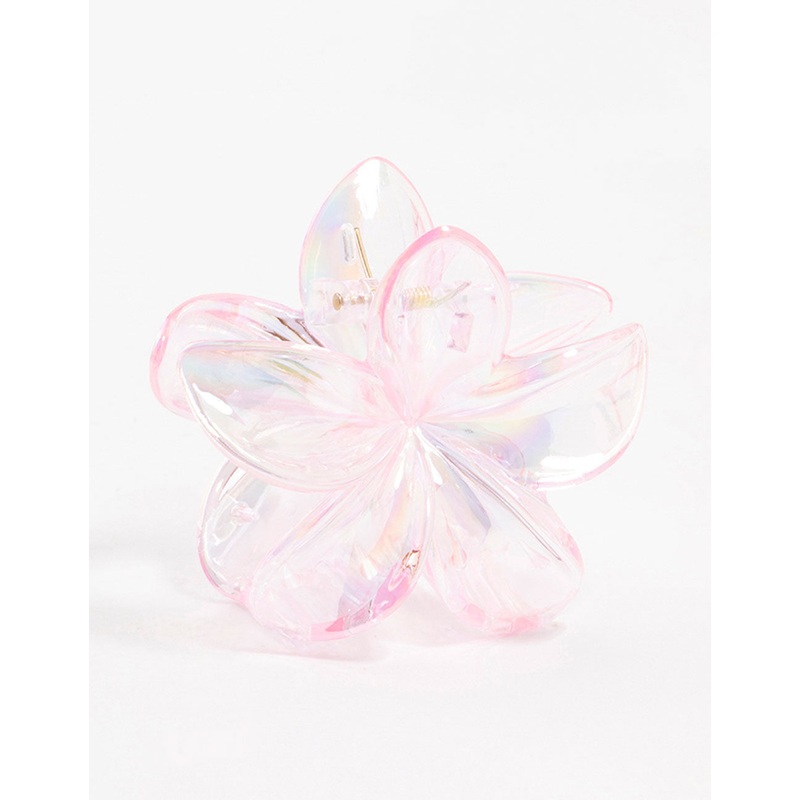 Pink Plastic Frangipani Claw Clip