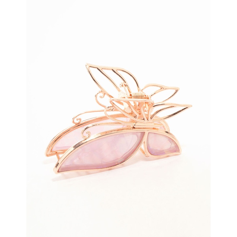 Rose Gold Pink Acrylic Butterfly Claw Clip
