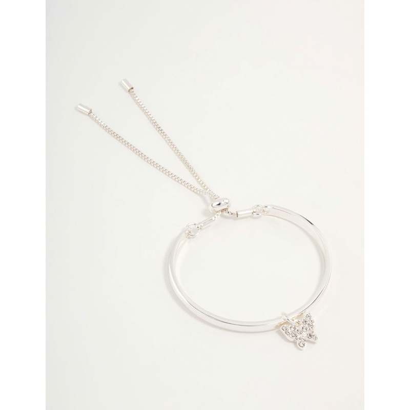Silver Diamante Butterfly Toggle Bracelet