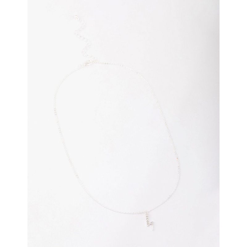 Silver Diamante Lightning Bolt Necklace