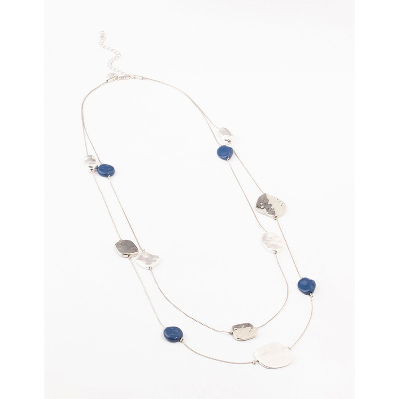 Silver Round Circle Layered Necklaced