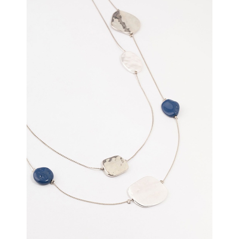 Silver Round Circle Layered Necklaced