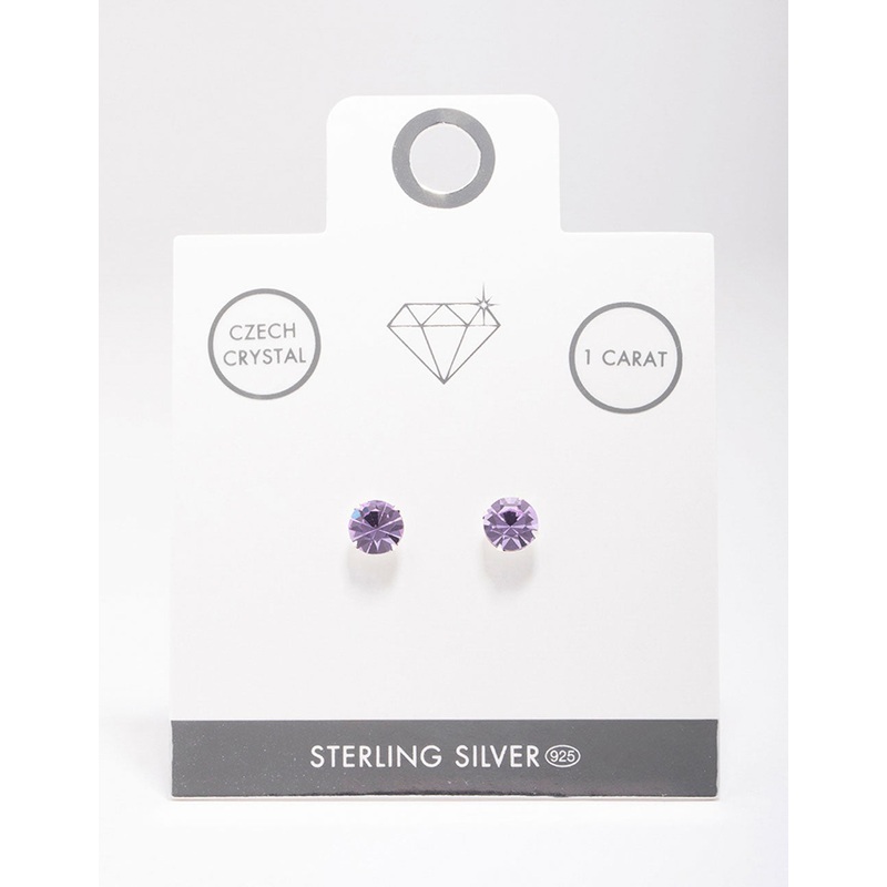 Sterling Silver Lilac Czech Crystal Stud Earrings