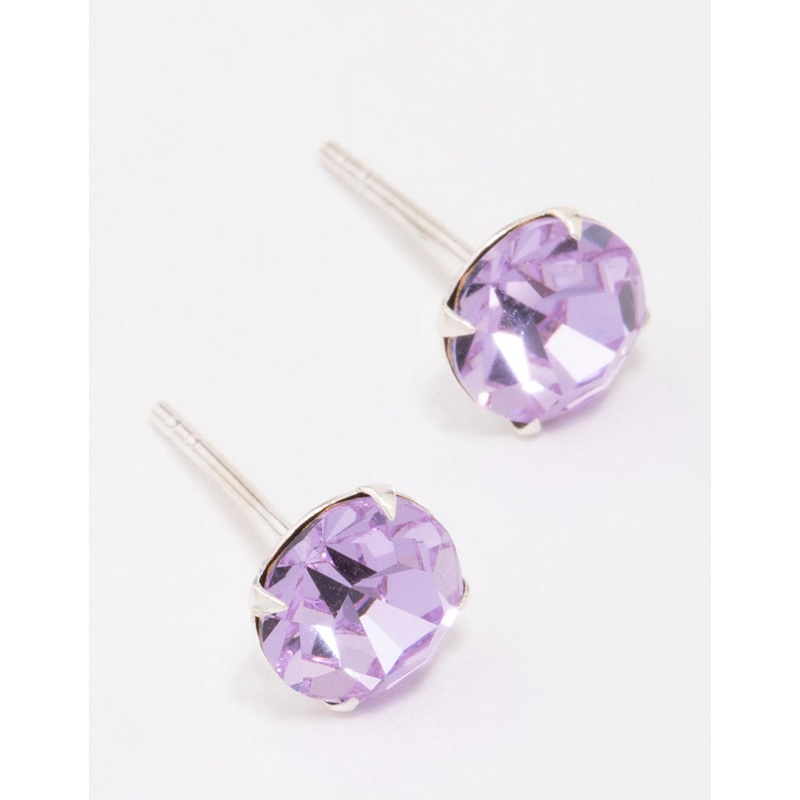 Sterling Silver Lilac Czech Crystal Stud Earrings