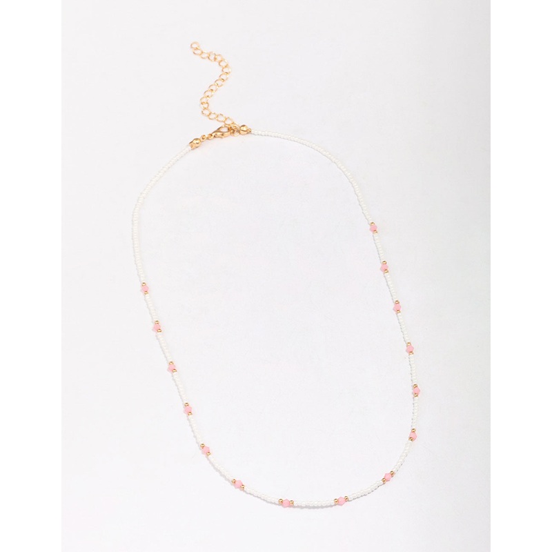 Gold Beaded Facet Chain Necklace