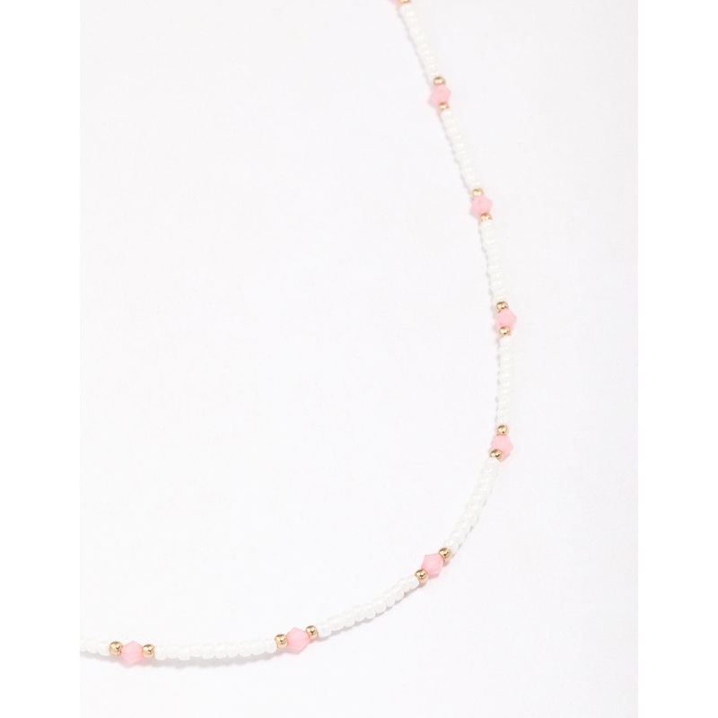 Gold Beaded Facet Chain Necklace