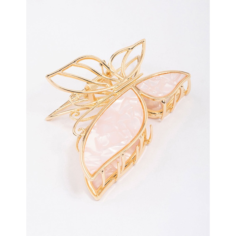 Gold Butterfly Acrylic Hair Claw Clip