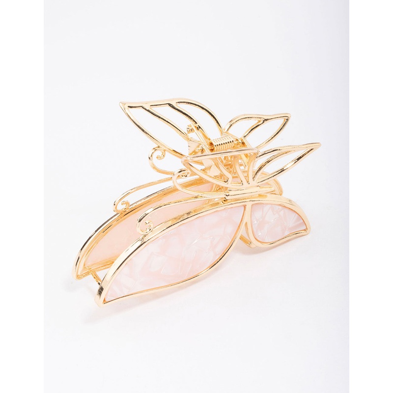 Gold Butterfly Acrylic Hair Claw Clip