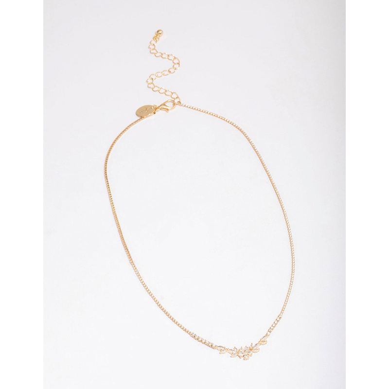 Gold Plated Dainty Cupchain Floral Necklace