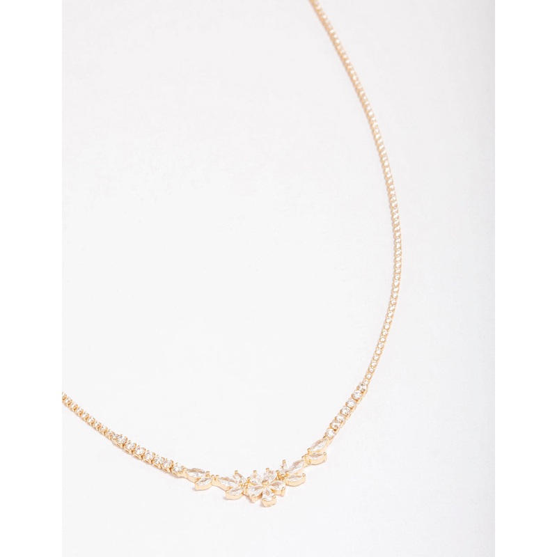 Gold Plated Dainty Cupchain Floral Necklace