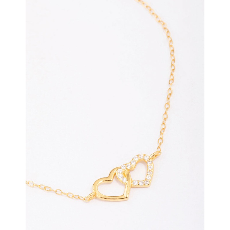 Gold Plated Sterling Silver Loop Heart Chain Bracelet