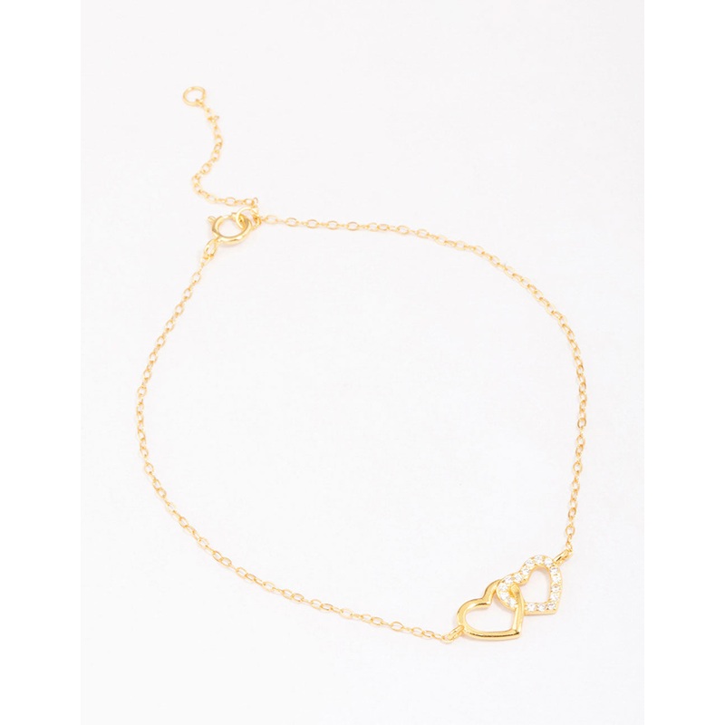 Gold Plated Sterling Silver Loop Heart Chain Bracelet