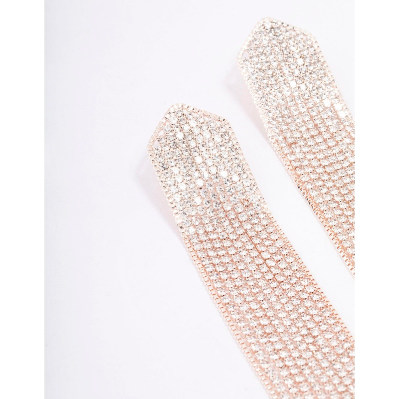 Rose Gold Cup Chain Pointed Drop Earrings