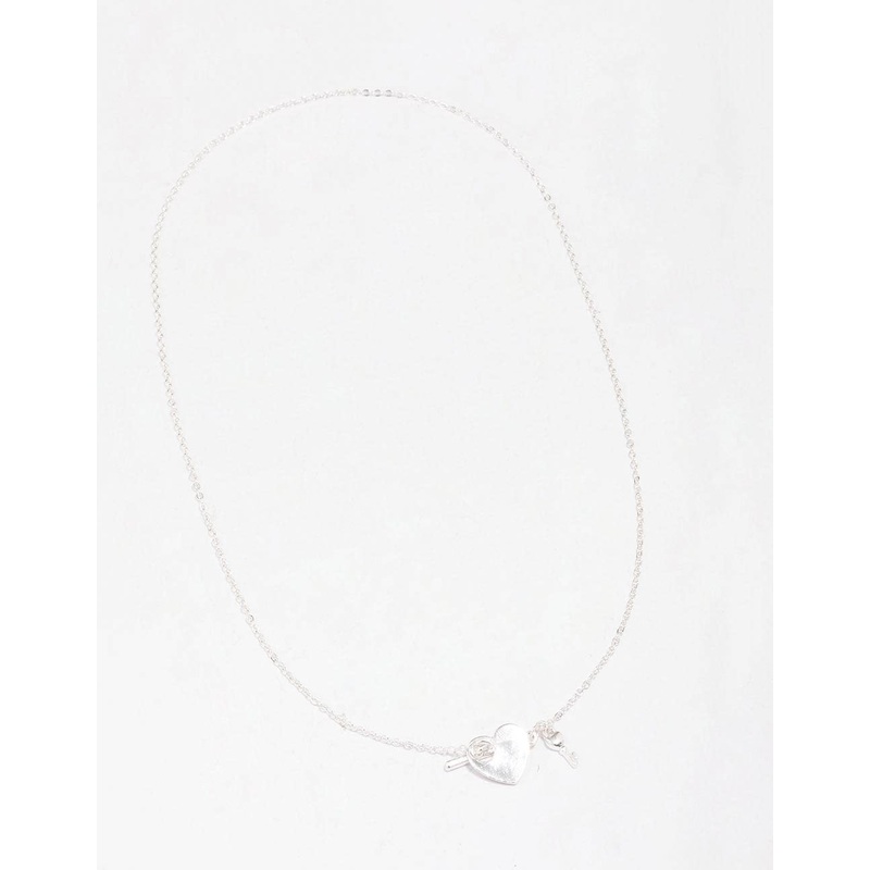 Silver Locked Heart T&O Pendant Necklace