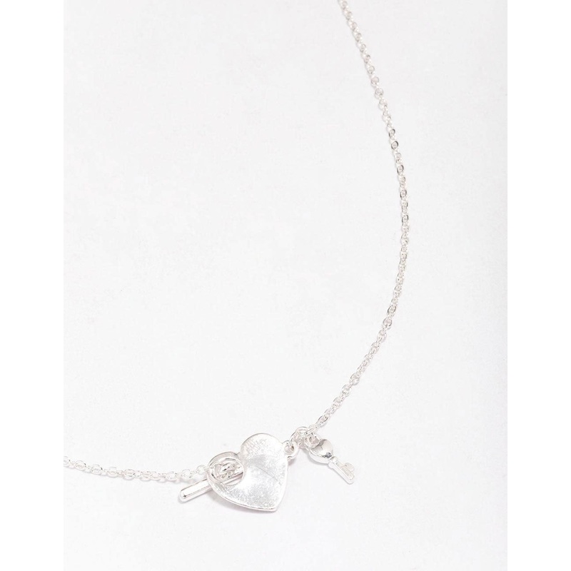 Silver Locked Heart T&O Pendant Necklace