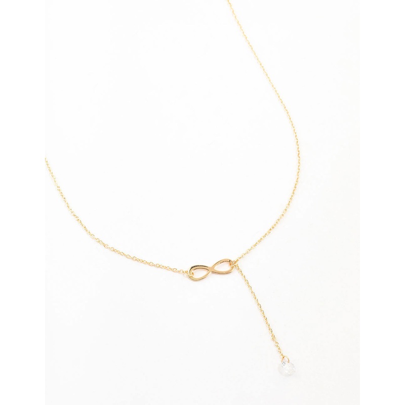 Gold Infinity Diamante Y-Necklace