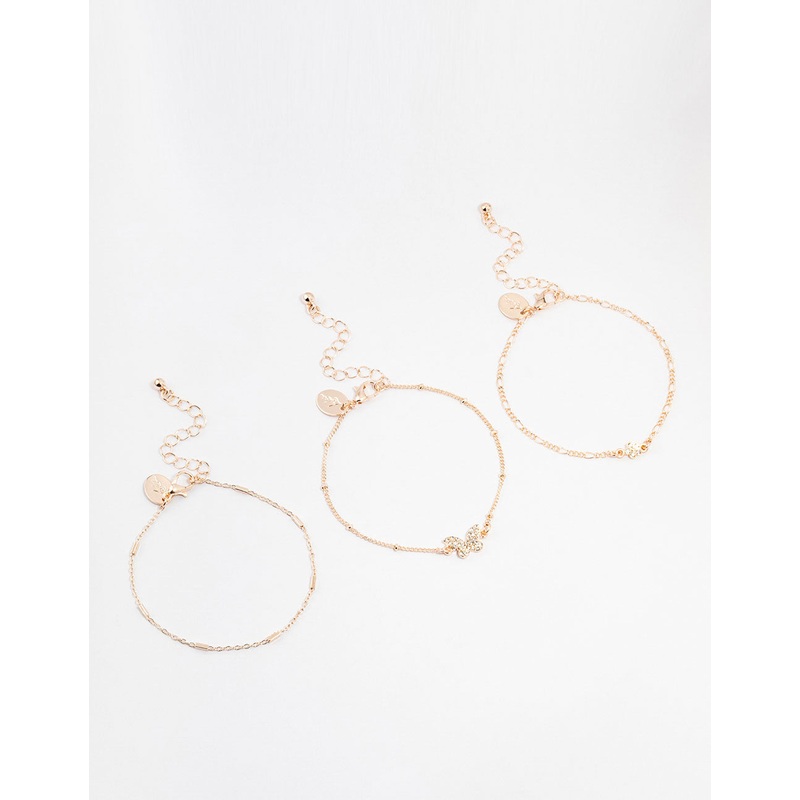 Rose Gold Pretty Butterfly Bracelets 3-Pack