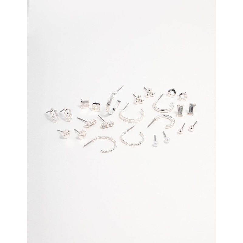 Silver Stud & Hoop Basic Earring Pack