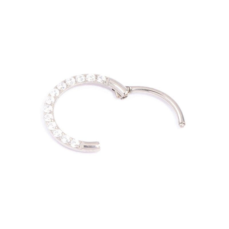 Titanium Cubic Zirconia Clicker Ring 8mm