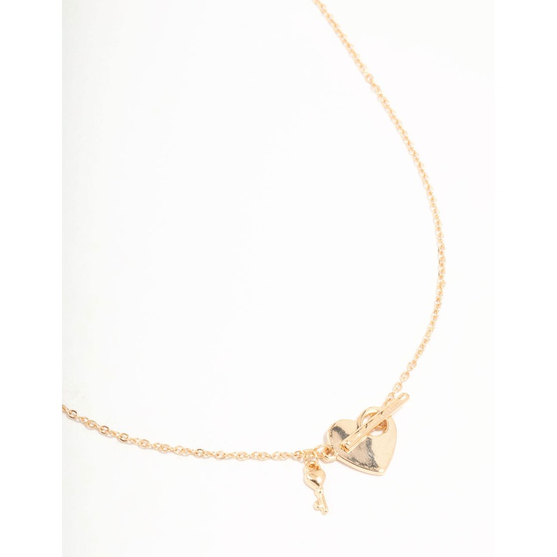 Gold Heart & Key T&O Necklace